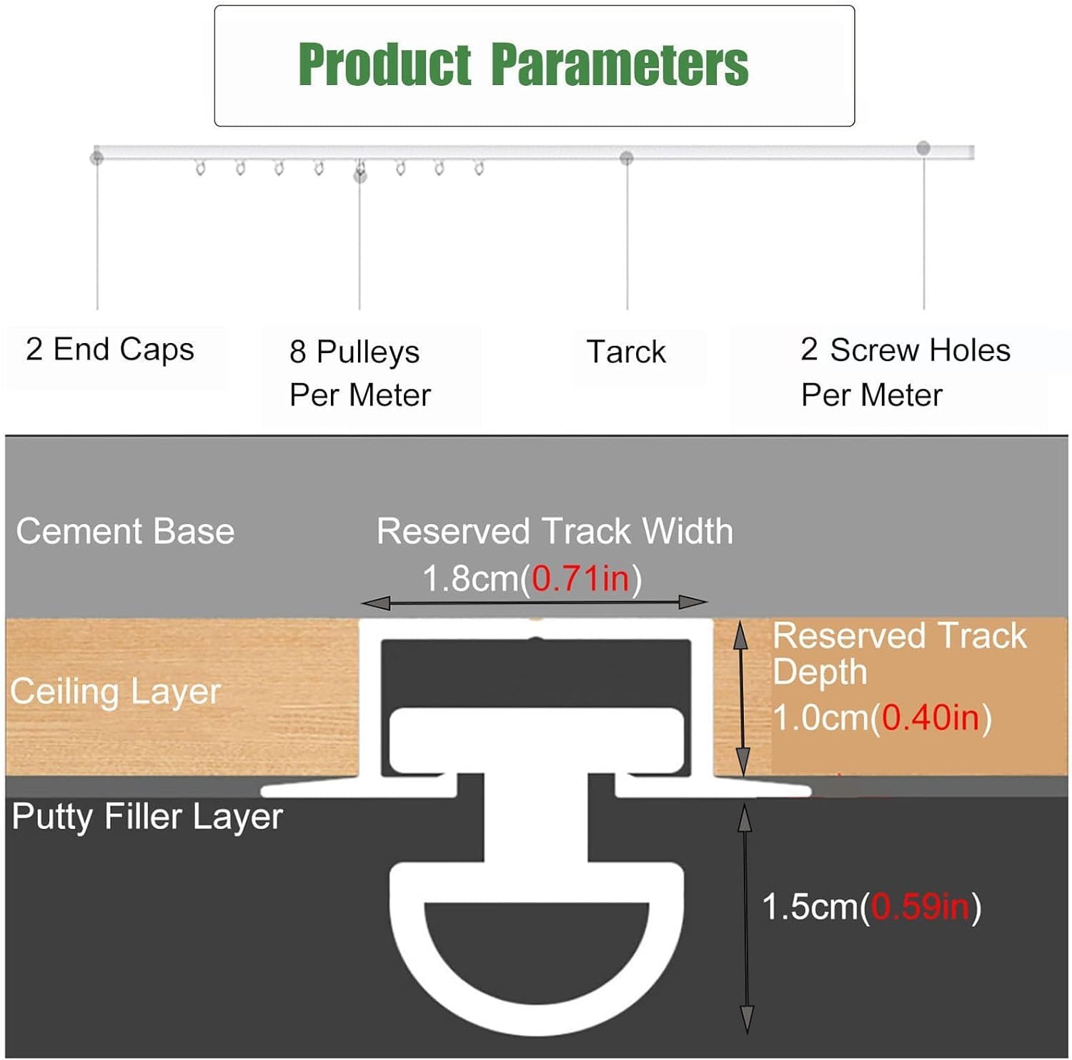 Support de Plafond pour Rail de Rideau Droit caché, Tringle à Rideau de séparation de pièce intégrée (6 pieds/183 cm)