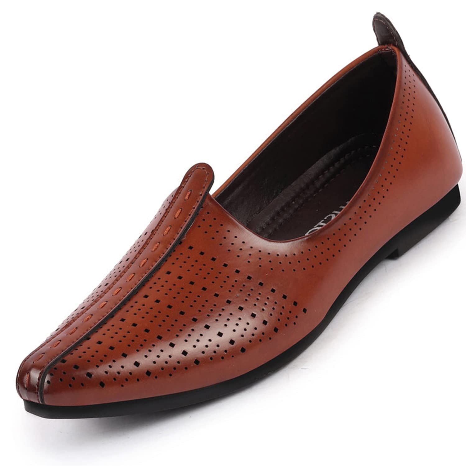 FAUSTO FST FOSME-2035 BROWN-41 Mens Brown Laser Cut Broad Feet Ethnic Slip On Wedding Juttis and Mojaris (7 UK) (B0BZ528LD8) Amazon Price History, Amazon Price Tracker