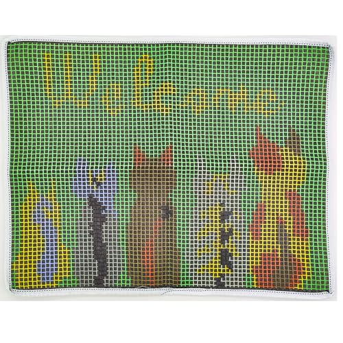 Image of Howie's Latch Hook Kit, DIY Cats Rug Crochet Yarn Kits for Adults, Color Preprinted Pattern Embroidery Decoration (Cats-Welcome, 19.69 x 14.96 inch)