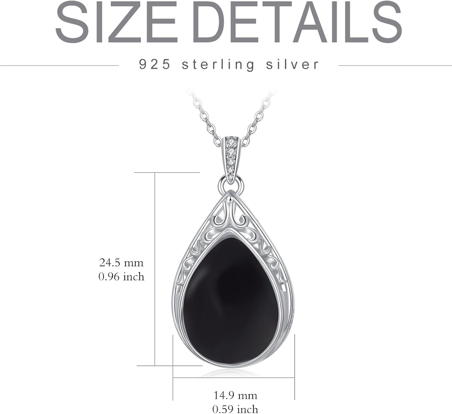 Teardrop Necklace 925 Sterling Silver Filigree Gemstone Pendant Necklace Fine Jewelry Birthday Valentine's Day Gifts for Women Her Mom - Image 7