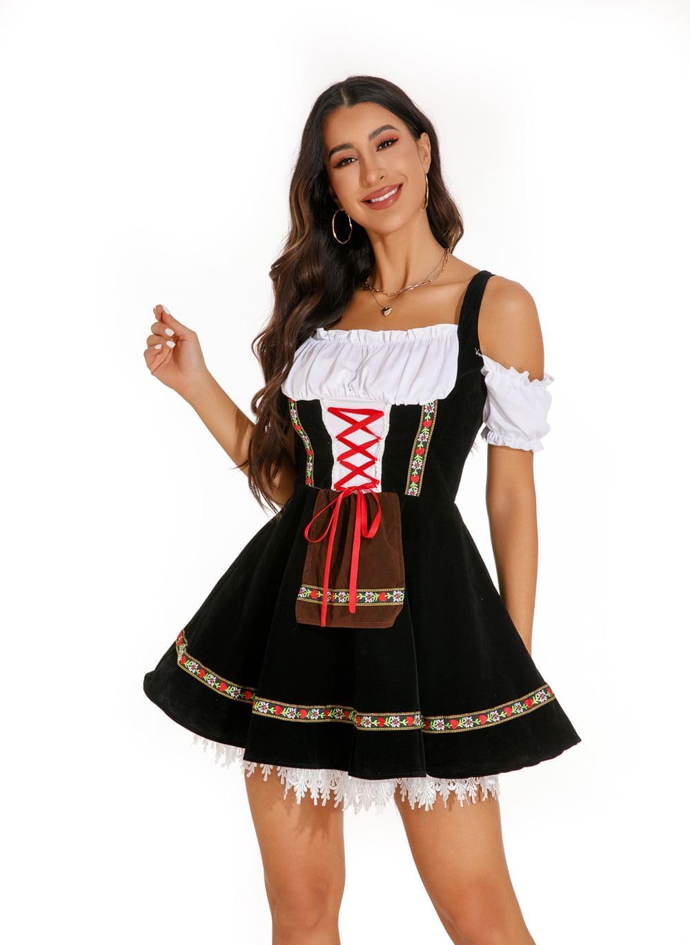 Oktoberfest Costumes Women Velvet Off Shoulder German Oktoberfest Dress for Halloween Carnival October Festival Costume