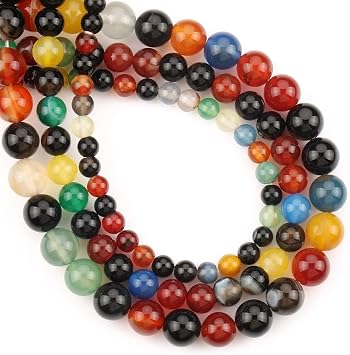 6mm Natural Multicolor Agate Beads for Jewelry Making Round Loose Gemstone Stones 1 Strand 15 Inch About 60-63 pcs