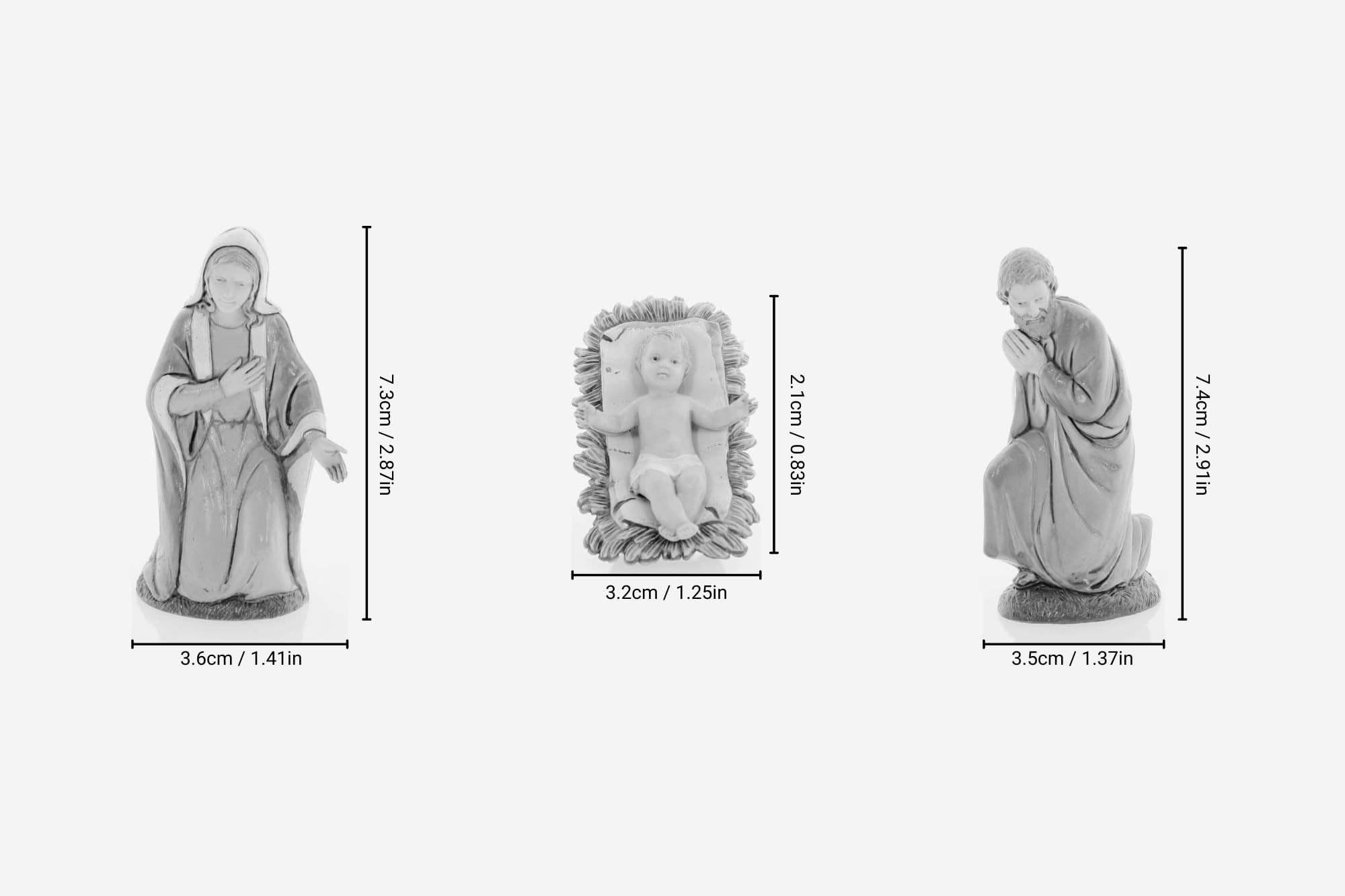 Natività Presepe 3 Statuine Artigianali In Polimero 10 Cm - Fatto A Mano In Italia - Landi Collection - Foto 7