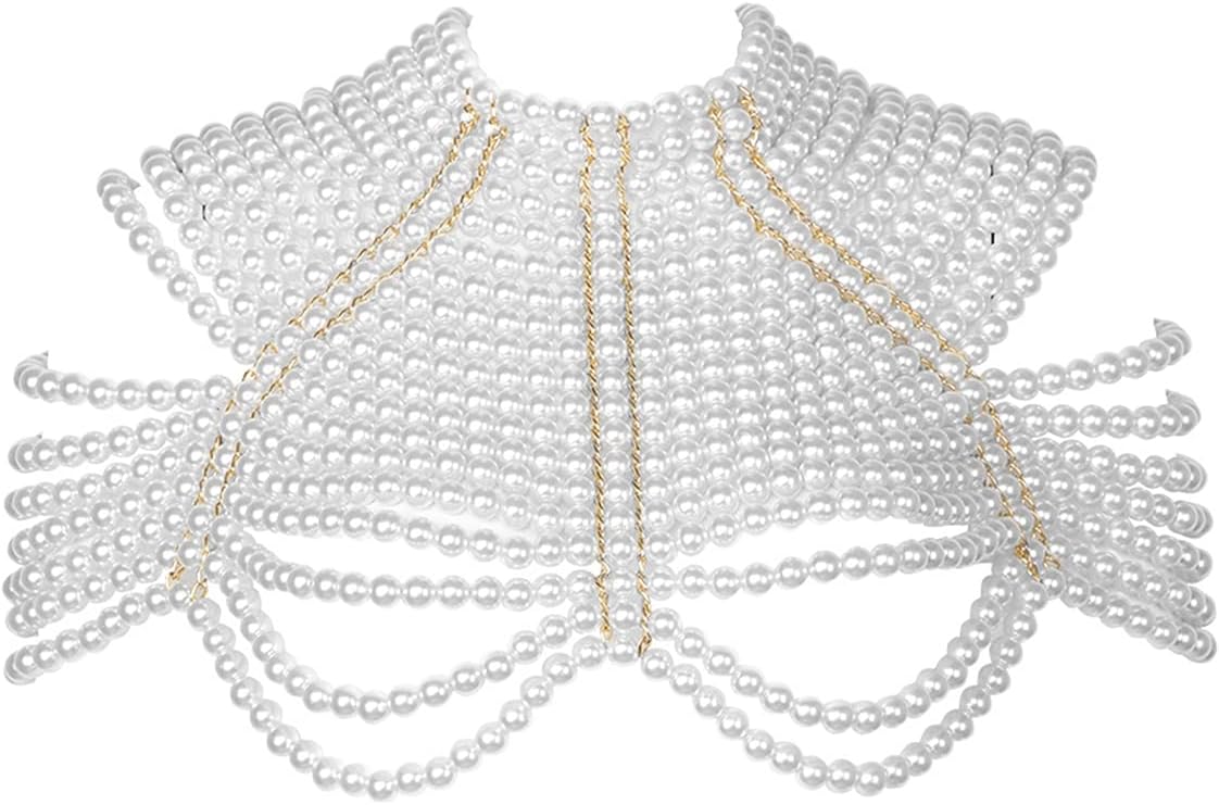 BELLA BARNETT Pearl Body Chain Perfect Shoulder Necklace Classy Shaw Fashion Body Jewelry For Women Trendy Top