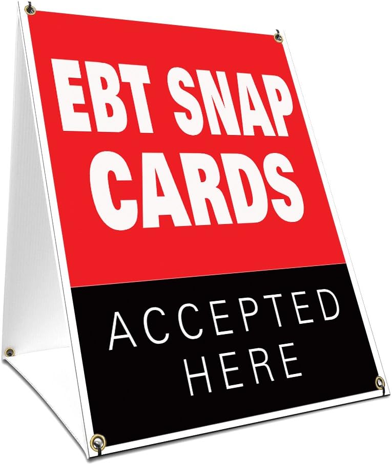 A-frame Sidewalk Ebt Snap Cards Sign With Graphics On Each Side | 24" X 36" Print Size