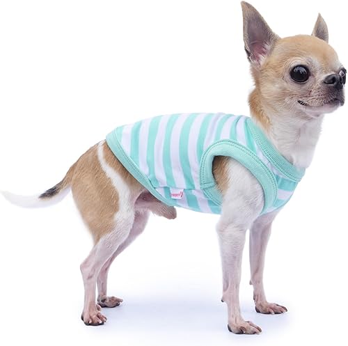 Miniatura 2 de Frienperro Camisa para perro, paquete de 2 ropa para perros pequeños y niñas, ropa de chihuahua a rayas de algodón transpirable para niños, ropa sin