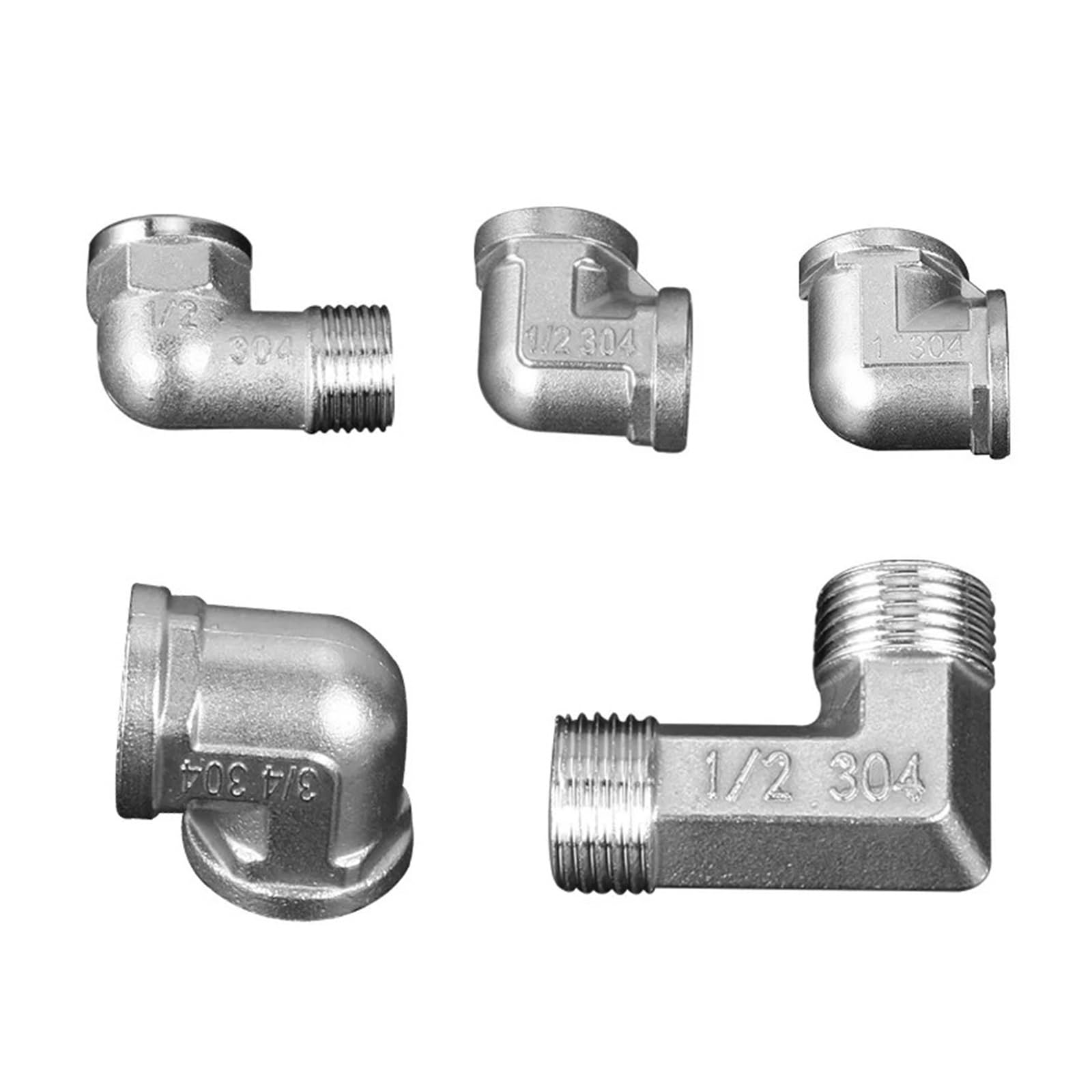 Accesorios de ángulo recto de acero inoxidable, adaptador de acoplador de conexión rápida de rosca macho hembra de 1/2 "3/4" 1 "para tubería de gas y aceite de aire(B,10 PCS)
