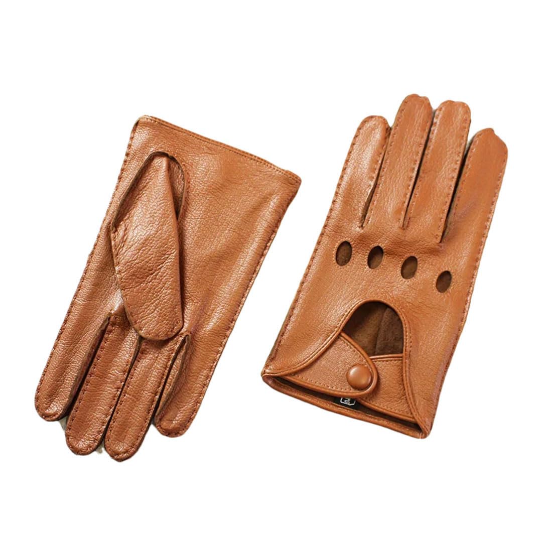 Gants de conduite en cuir pour homme - Gants de moto fins et respirants - Pour printemps et été