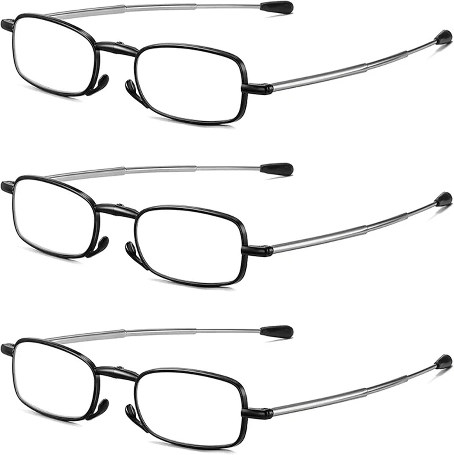 Folding Reading Glasses for Men Women Blue Light Blocking Readers with Keychain Compact Bags - Image 2