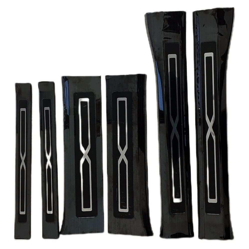 Photo 1 of LicBund Front and Rear Door Sill Protector for Model X 2016-2021 Stainless Steel 6 Pcs Black Welcome Pedal Door Sill Guard