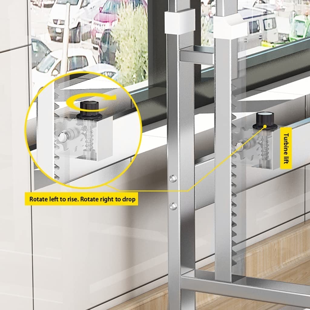 Soporte ajustable de 2 niveles para microondas con cajón retráctil, estante de secado multifuncional y estante de encimera para microondas, resistente y sin sacudidas