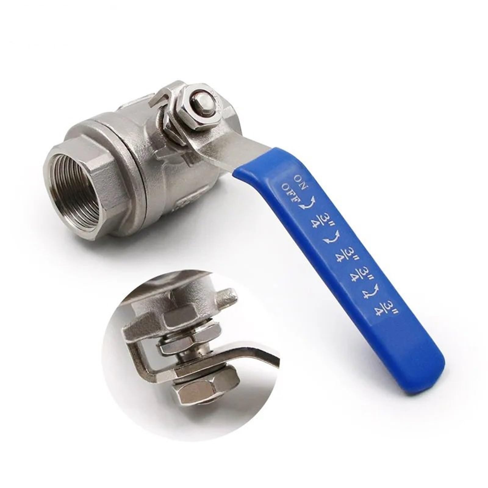 Valvole di sicurezza 1/4" 3/8" 1/2" 3/4" 1" 1-1/4" 1-1/2" Femmina Acciaio inossidabile SS304 2P Sfera a passaggio completo Maniglia in vinile Valvole filettate Valvola di Sovrappressione(1")