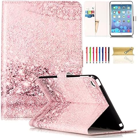 iPad Mini 4th Generation Case, Dteck(TM) Apple iPad Mini 4 Case Smart Book Style Folio Flip Stand Cover with Card Slots Magnetic Closure Shockproof Shell Case for Kids Girls Women, Pink Diamond Cover