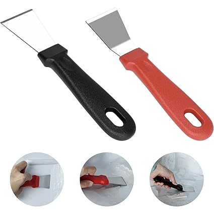 Multi-Purpose Stainless Steel Fume Squeegee, Kitchen Cleaning Shovel, Refrigerator Defrosting Shovel, Kitchen Decontamination Volute Shovel Cleaning Squeegee (Black Red)