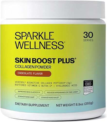 Sparkle Wellness VERISOL - Péptidos de colágeno hidrolizados bioactivos  Suplemento de colágeno en polvo con vitamina C y ácido hialurónico para la