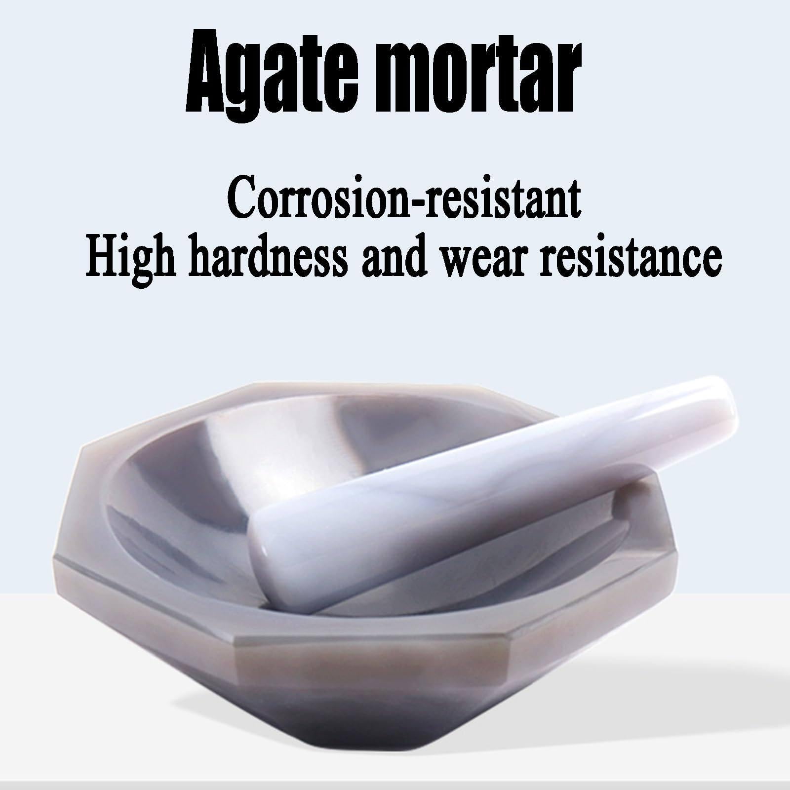 Juego de Mortero y Mano de Ágata Natural, Herramienta de Molienda de Ágata Pulida de Grado Laboratorio, para Molienda de Laboratorio y Uso Doméstico: Trituración de Nueces, Semillas 110mm