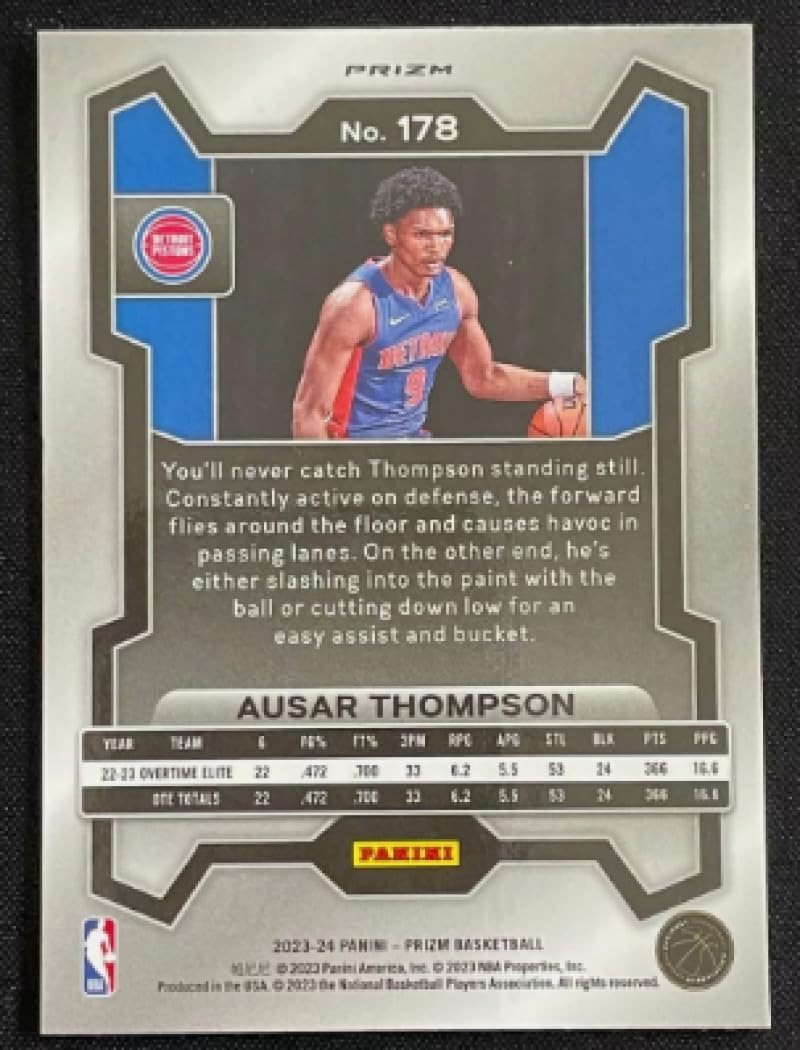 Basketball Trading Card NBA 2023-24 Panini Prizm Prizms Silver #178 Ausar Thompson NM Near Mint Pistons