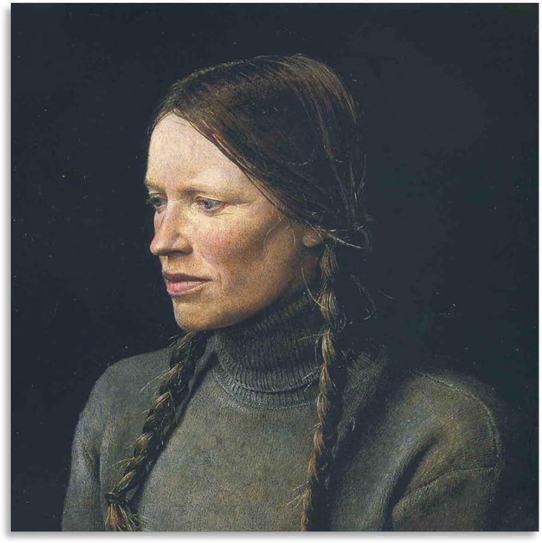 Orjdjz Wxkbl Famous Andrew Wyeth《Braids》Poster Landscape Canvas Wall Art Andrew Wyeth Prints Aesthetic Painting for Home Decor Picture 50x50cm Frameless