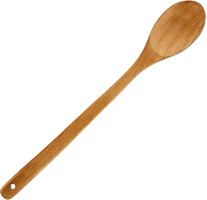 FJNATINH Long Handle Wooden Mixing Spoon, 16.5 inches Long Wooden Soup Spoon for Cooking and Stirring