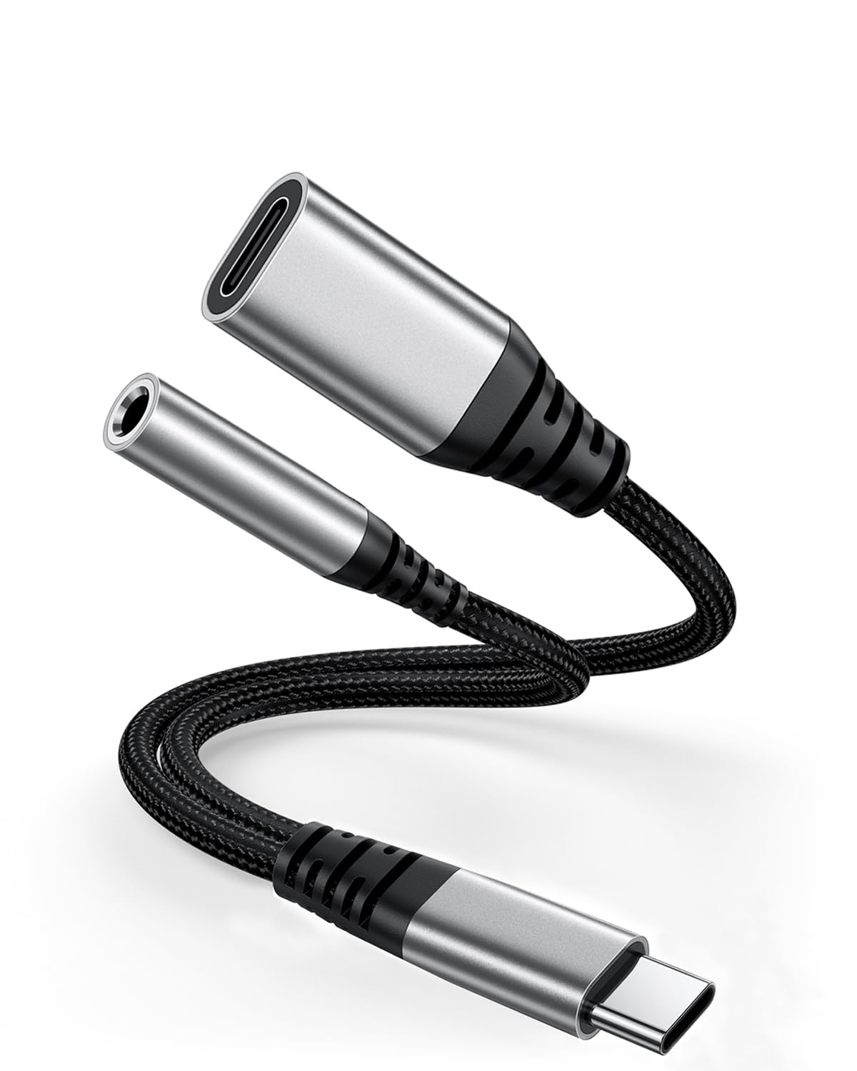 USB C Splitter 1 zu 2,USBC Verteiler Doppelstecker,USB-C Kopfhörer Adapter und Laden für iPhone 17/16/15 /Plus/Pro/Pro Max/iPad/Air/Mini,Samsung S25/S24 S23/S22/S21/S20 Ultra,Google,Laptop usw-Schwarz