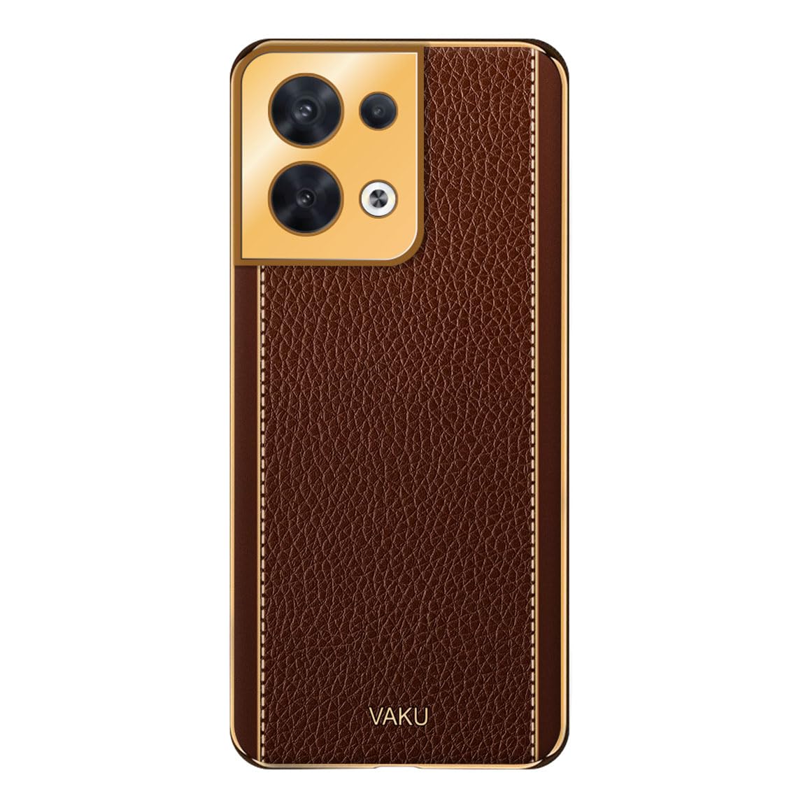Vaku Luxos® Luxemberg Back Cover Case for Oppo Reno 8 5G with Leather Pattern Design Gold Electroplated Soft TPU Cover Shockproof Protective Case - Brown (B0CH4S75HX) Amazon Price History, Amazon Price Tracker