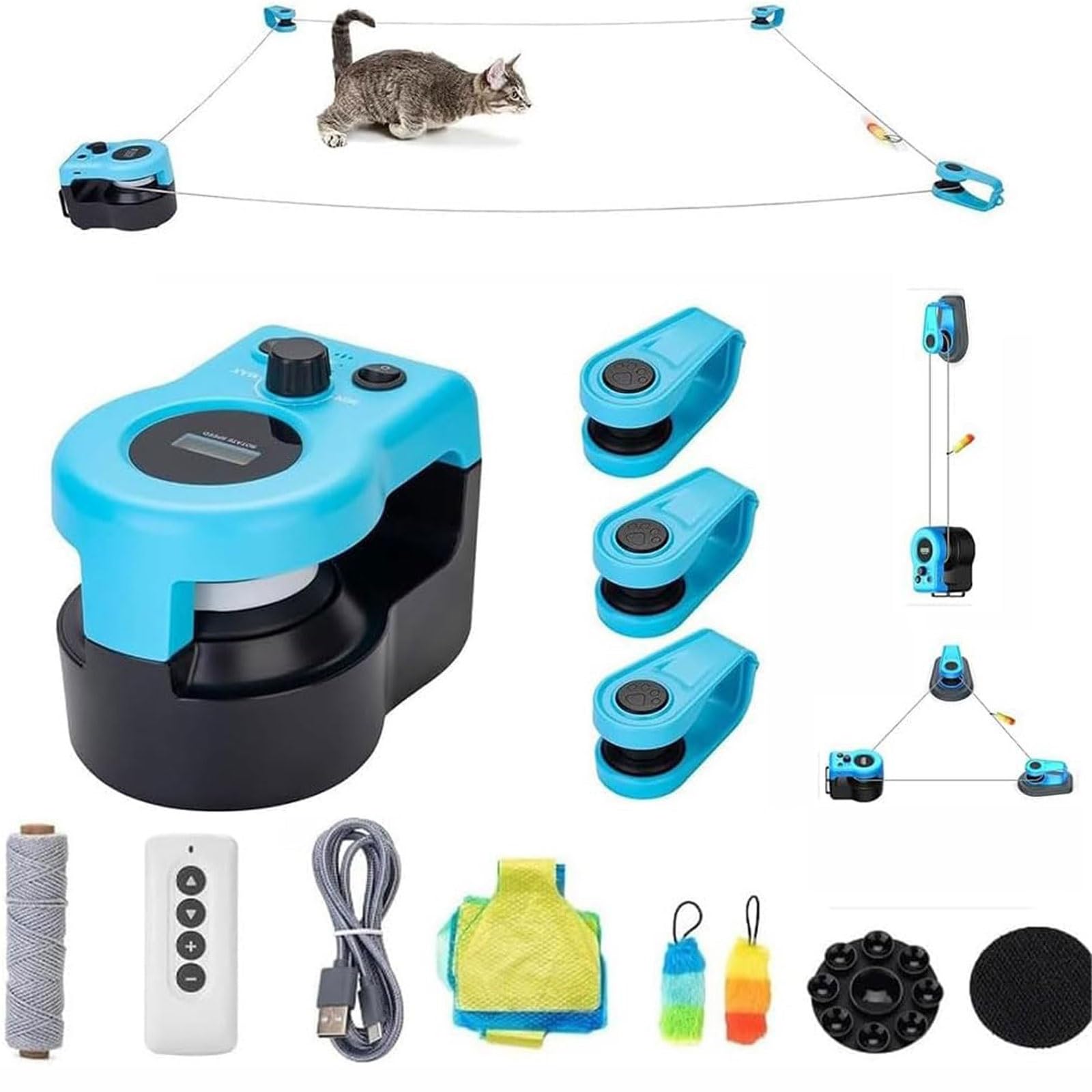Juguetes for gatos for gatos de interior,Rueda for correr for gatos,Juguetes de caza de gatos simulados de velocidad ajustable,Juguetes for gatos con control automático/remoto,Juguete de cuerda