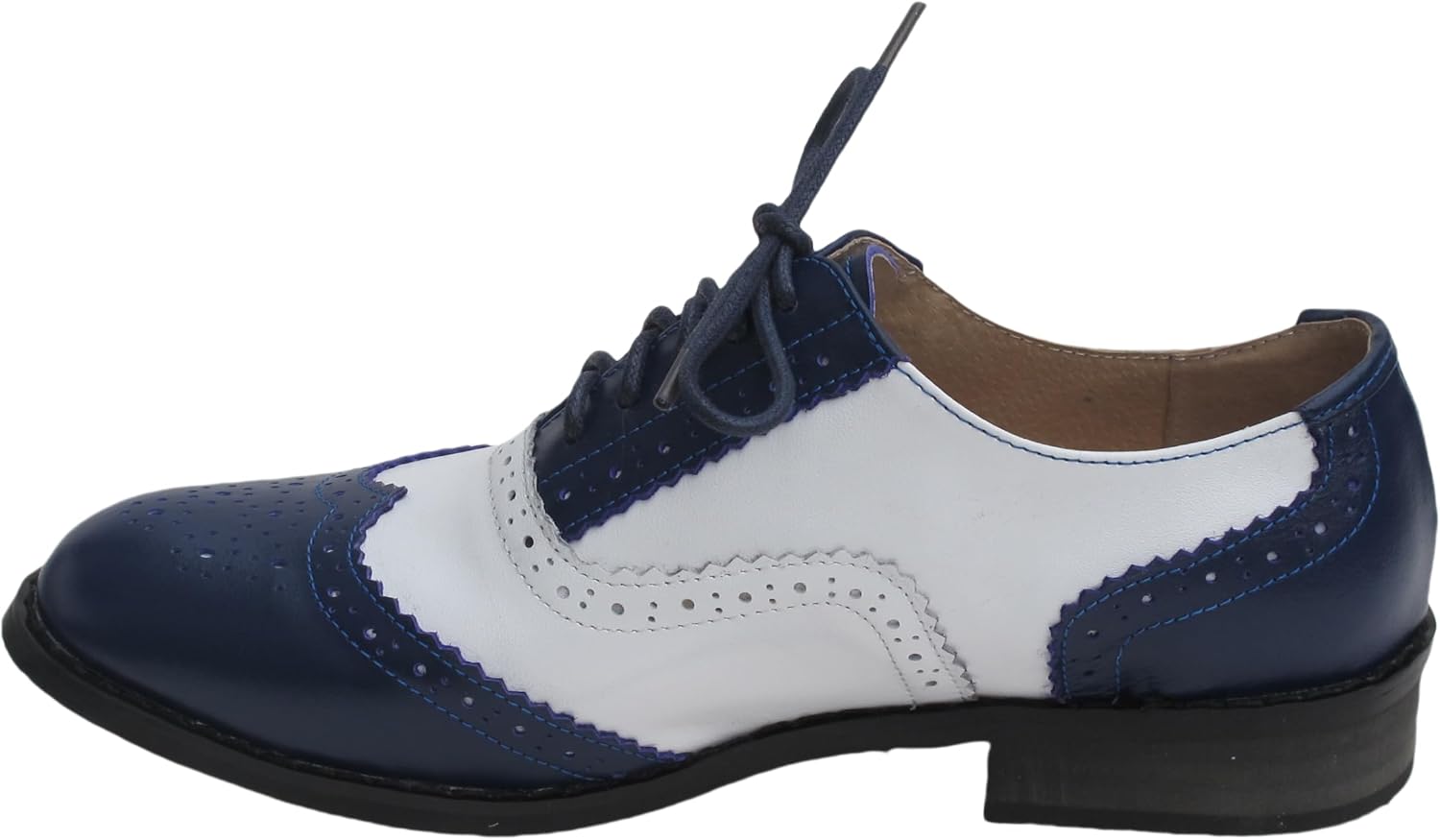 CrazycatZ Women's Leather Oxford Shoes Perforated Lace up Wingtip Colorful