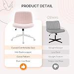 VINGLI Criss Cross Chaise Legged,Table de bureau Wide Comfy,Tâche d'utilisation double avec/sans roues,Travailleuse sans bras pivotante Vanity Boucle chaise pour l'étude,Make Up,Bureau à domicile,Teddy Fleece,Pink