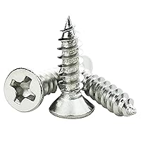 Vista 10 de 200 tornillos para madera #4 x 3/8 pulgadas, tornillos de chapa autoperforantes Phillips de cabeza plana de acero inoxidable 18-8 (304)