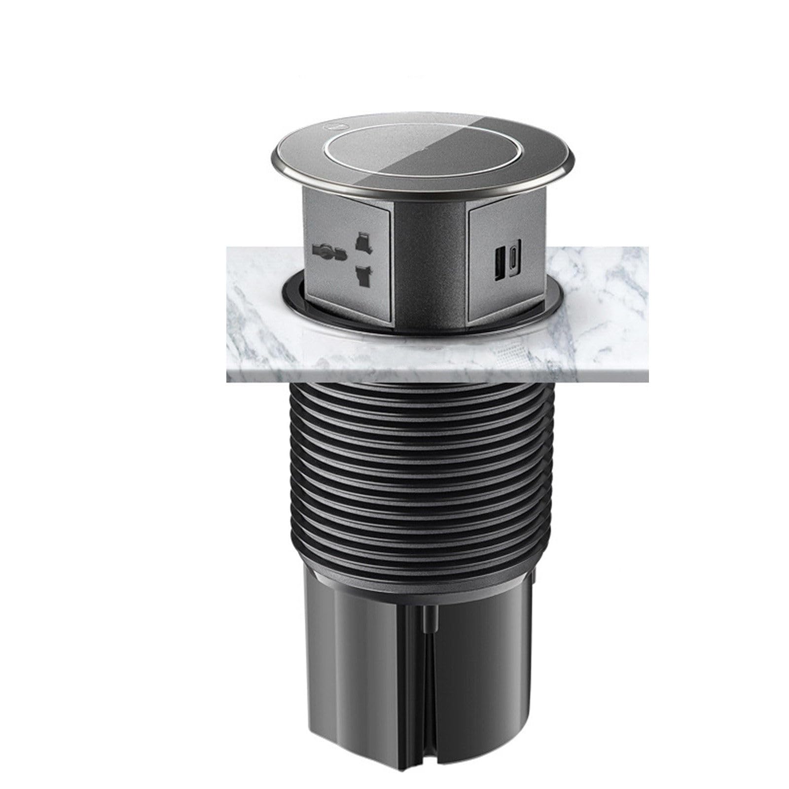 Presa di sollevamento nascosta per tavolo da cucina con interfaccia B e tipo C, presa di ricarica wireless con sollevamento automatico integrata per tavolo da isola/scrivania da ufficio,B