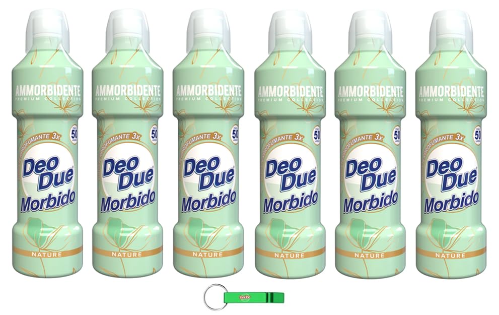 Suavizante DEO DUE Premium Collection Nature – Suavizante concentrado concentrado amorbidente, ideal para todas las prendas, 50 lavados, 6 x 1 l + llavero Beni Culinari gratis
