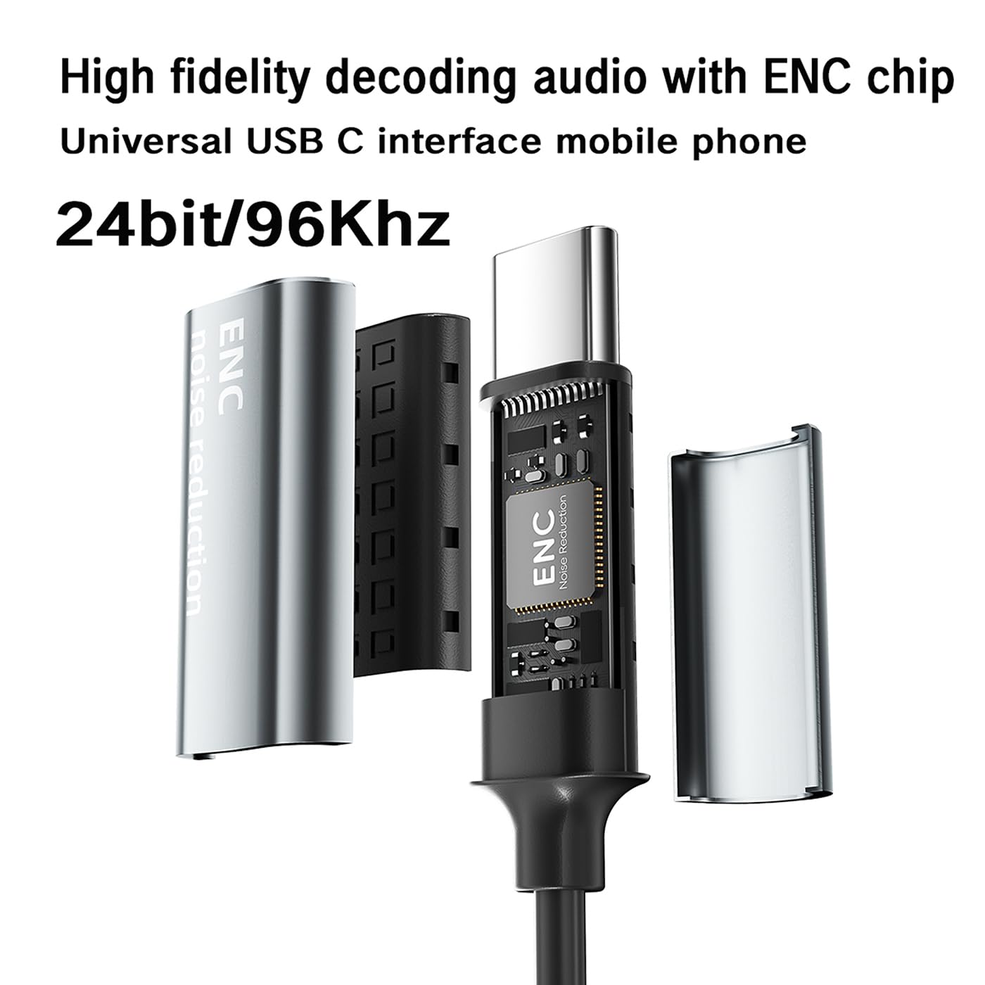 Cuffie con cavo di tipo C, auricolari sportivi con bassi profondi, auricolari magnetici anti-groviglio, con cancellazione del rumore delle chiamate, cuffie USB C con microfono, auricolari stereo con