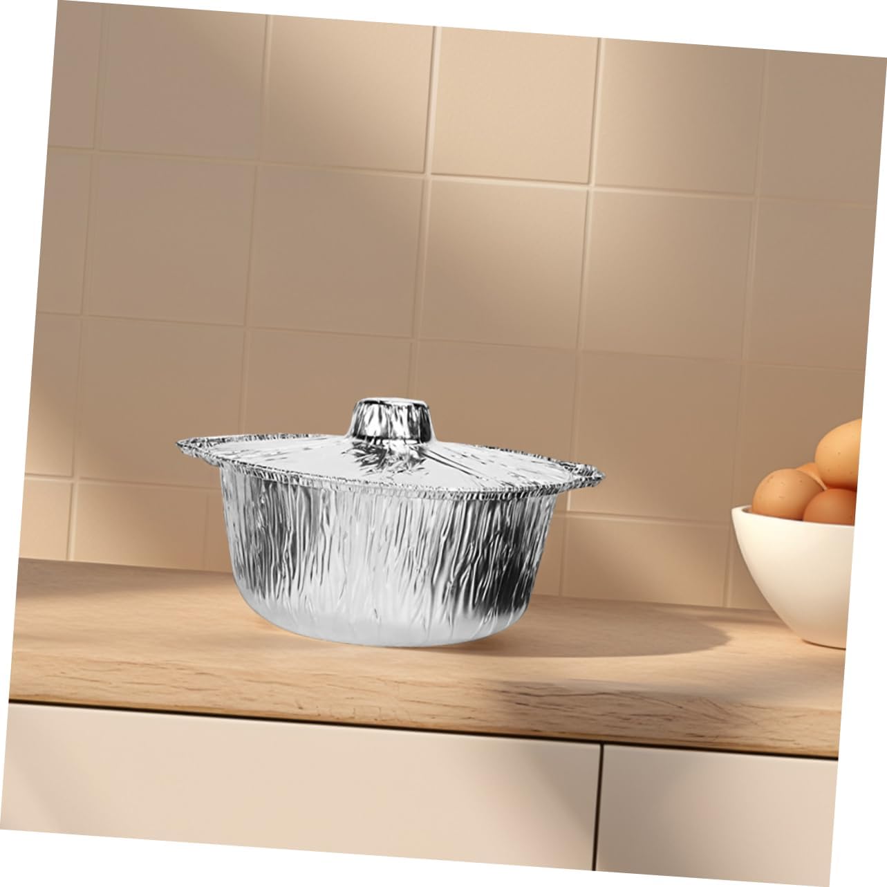 8pcs Disposable round Aluminum Foil Pots with Lid Xmas 2000ml