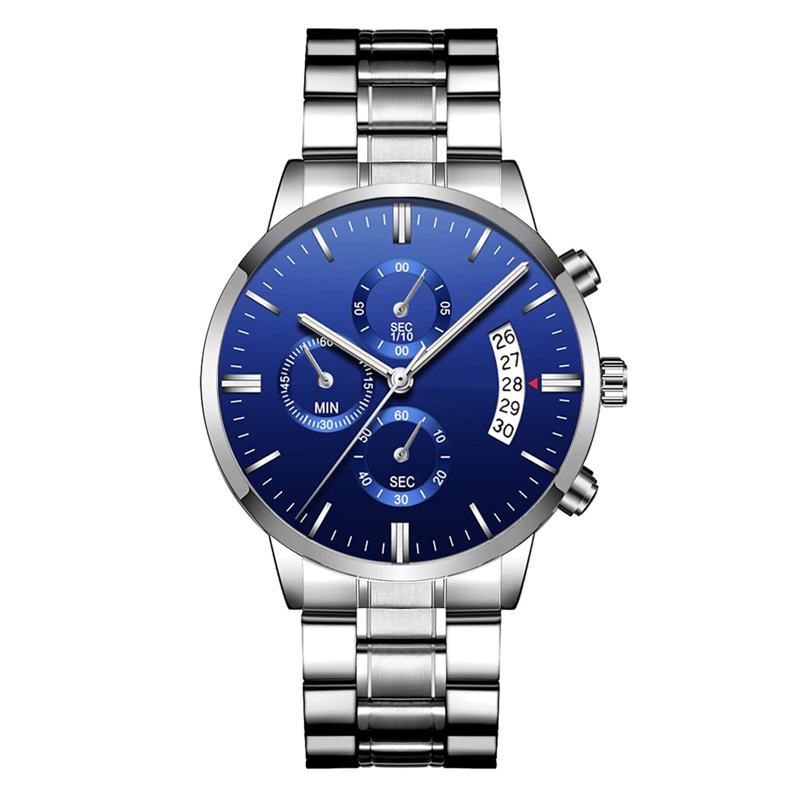 ROSEBEAR Reloj analógico de cuarzo para hombre, cronógrafo, con varias hojas, resistente al agua 30 m, correa de acero inoxidable