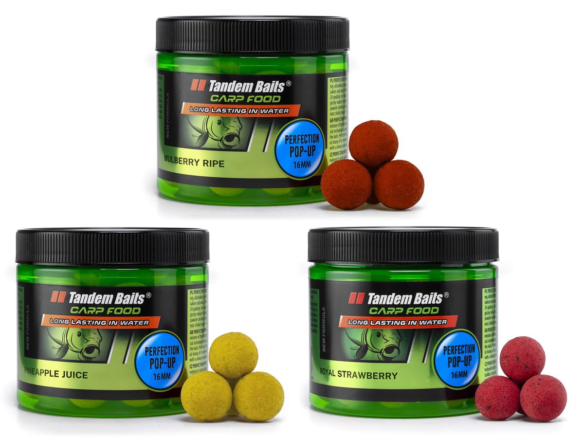 Tandem Baits 3x Carp Food Perfection Pop-Up Fruit Flavour Mix | Carp Pop-Ups | Carp Fishing Without Effort | Bait for Big Fish Fishing | Carp Accessories for Professionals & Hobby Anglers 16 mm 70 g — image 1