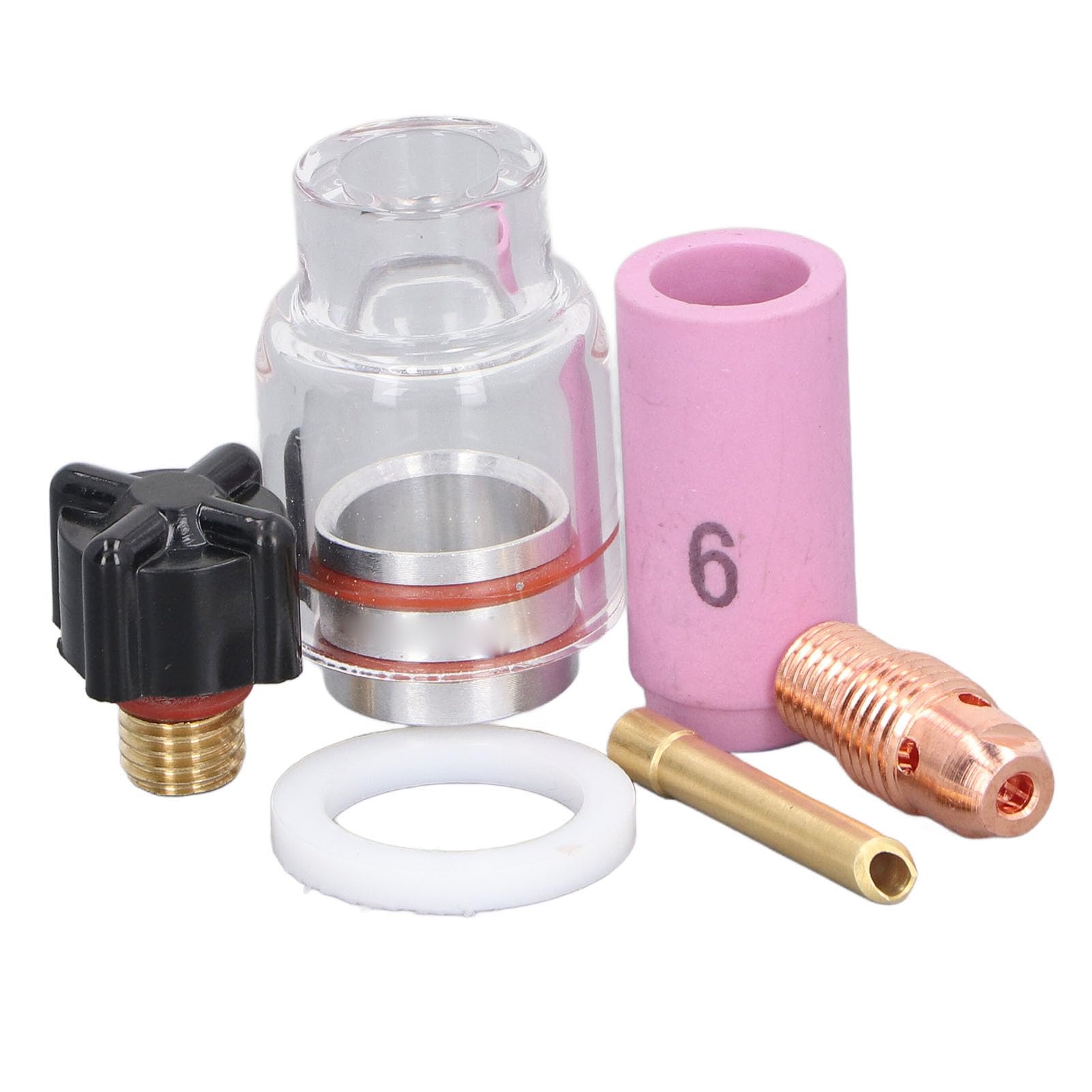 6PCS TIG Torch Consumables Electrode Nozzles Replacement Kit with 2.4mm Nozzle for WP 9 20 TIG Welding Torch Suitable for Rilon, Riland, Welded Joints