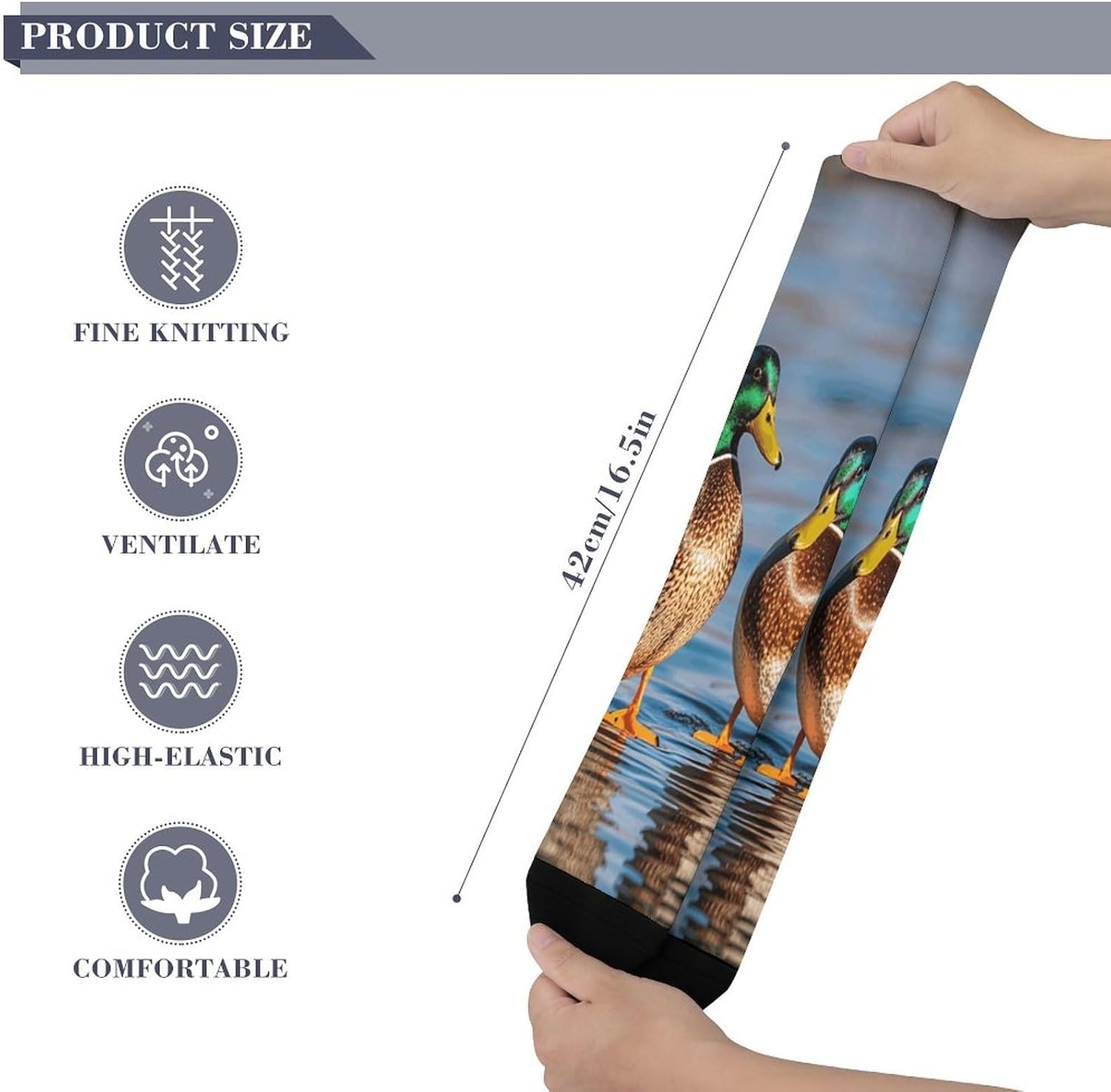 Two Mallard Ducks Knee High Soccer Socks Moisture Wicking