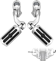 Vista 10 de FOVPLUE Estriberas de carretera de 1.25 pulgadas, estriberas ajustables en ángulo largo con soportes para Harley Touring Street Glide Electra Glide