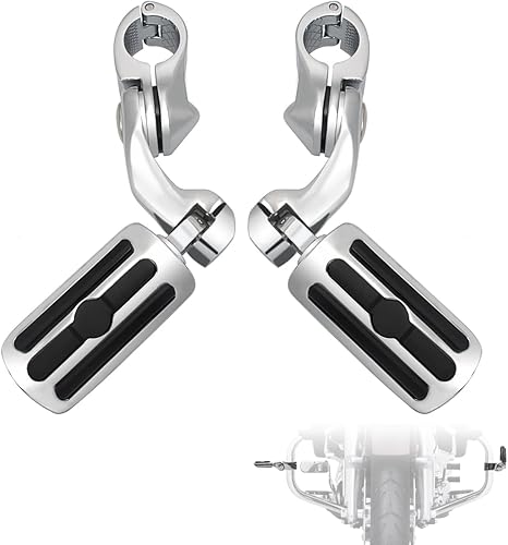 FOVPLUE Estriberas de carretera de 1.25 pulgadas, clavijas ajustables en ángulo largo con soportes para Harley Touring Street Glide Electra Glide