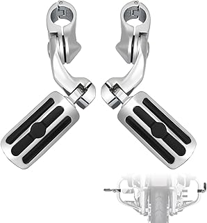 1.25" Highway Footpegs,Short Angled Adjustable Highway Pegs w/Mounts for Harley Touring Street Glide Electra Glide Road King Softail CVO Dyna Trike Sportster w/1-1/4" Engine Guard,Chrome#1