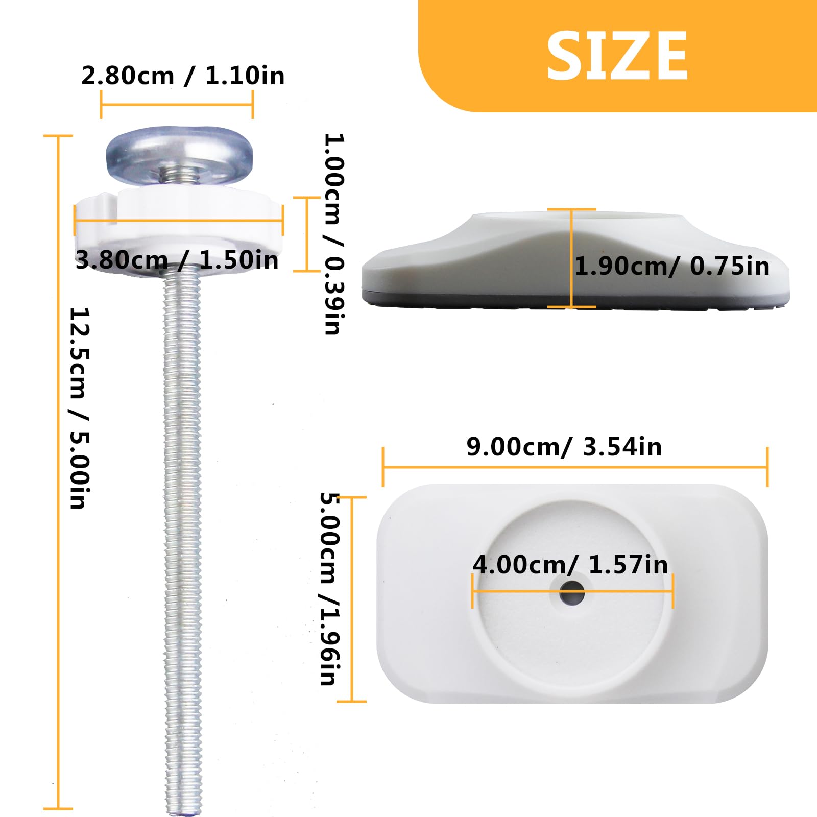 Baby Gate Extender Extension, 4 Pack Baby and Pet Babys Gate Replacement Parts, M8 (8mm) Replacement Bolt Part for Babys and Pet Pressure Mounted Safety-Gates, Extra Long Tension Gates Extender