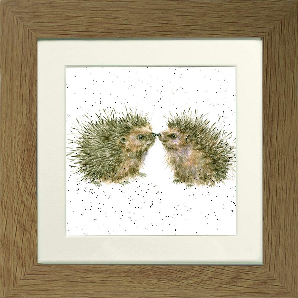 Wrendale Framed Pictures Oak Wrendale Design "Hugs And Kisses " Hedgehog Framed Picture In Various Frame Colours (Oak)