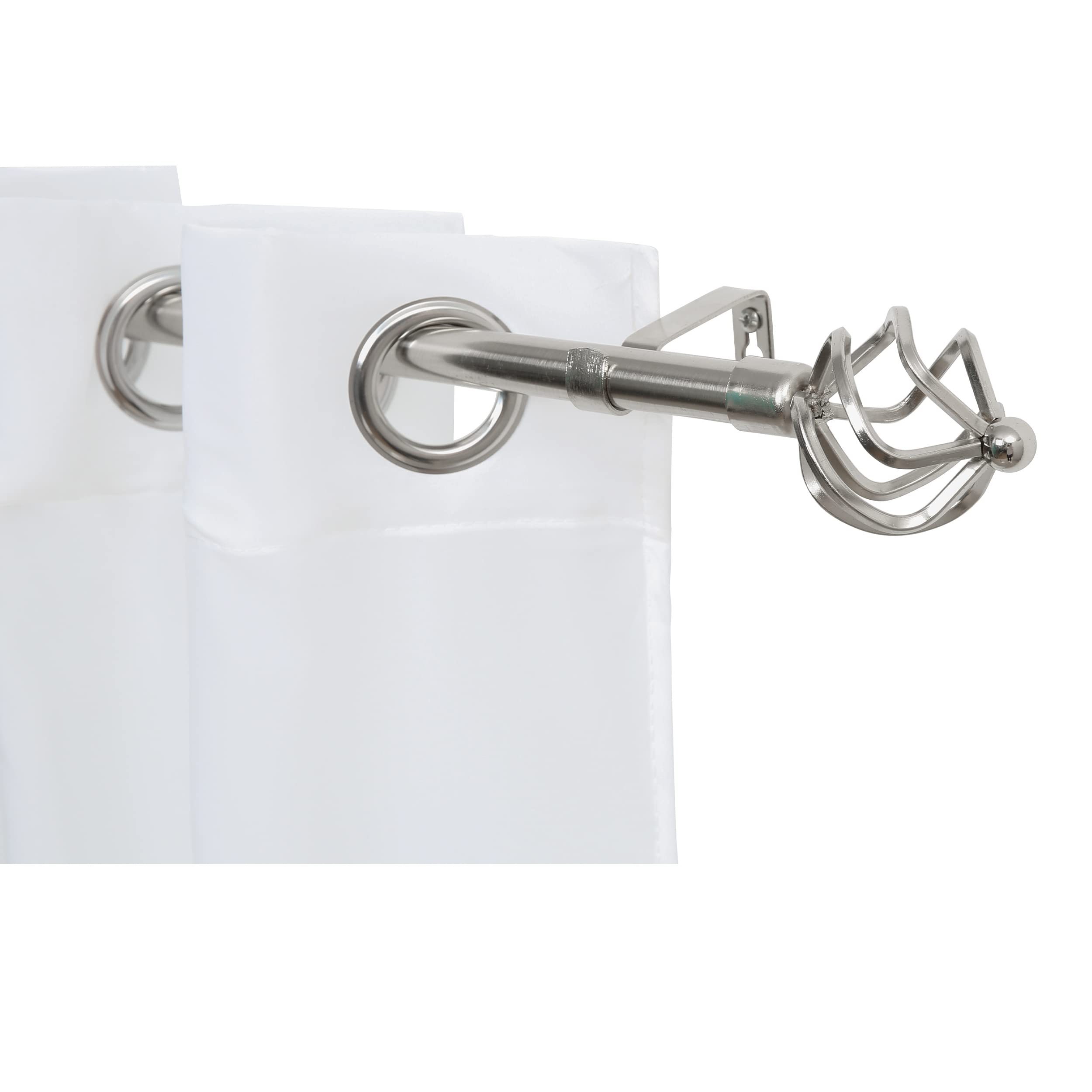 DALINA TEXTIL - Barra Cortina Extensible Plateado Aluminio - Barra Cortina Fina para Salón Dormitorio - Palos Cortinas Delgado 19mm con Remate Estilo Piña Redondeado(Plateado, 160-310cm)