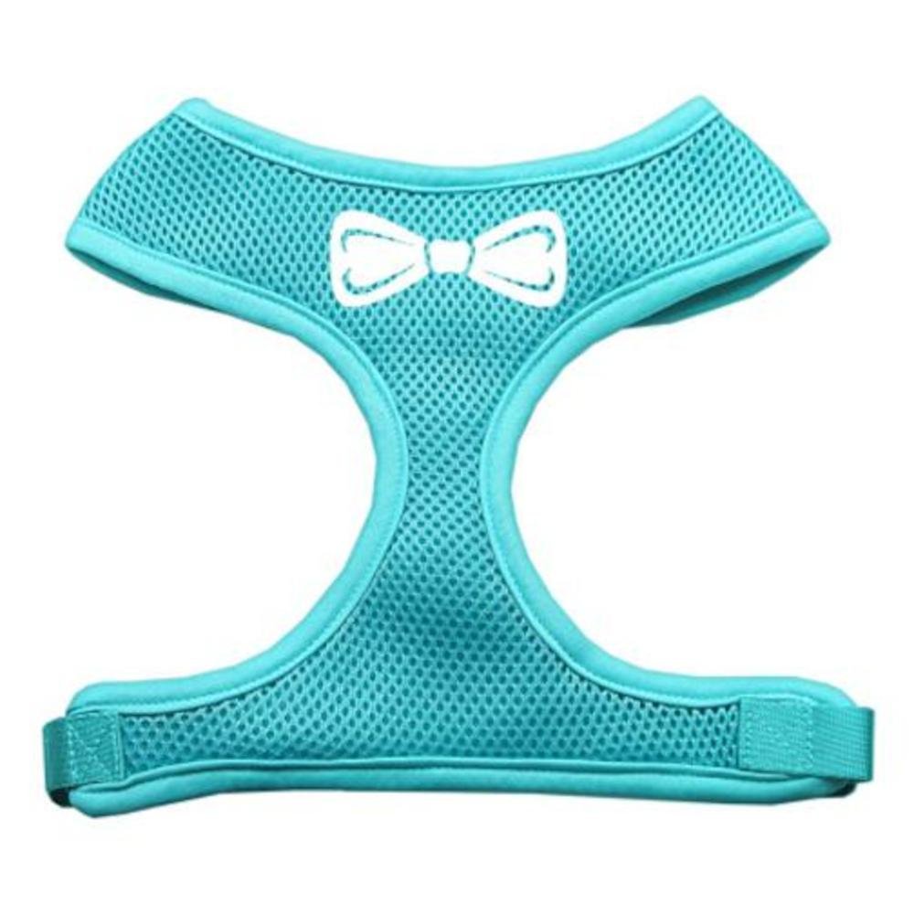 Mirage Pet Products Bow Tie Screen Print Soft Mesh Harnesses, Large, Aqua
