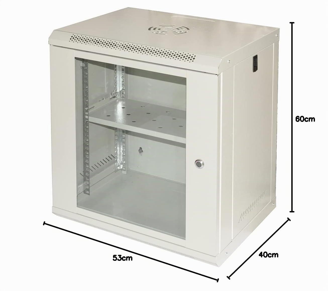 LINK LK1912UL armadio rack 19" serie light con porta in vetro temprato e chiusura a chiave colore grigio capacità 12 unità dimensioni 53x40x60 cm capacità di carico 30 kg un'unità