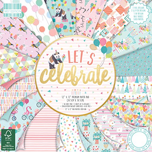 First Edition Premium Craft Card 12x12 Designer Paper Pad - Let's Celebrate