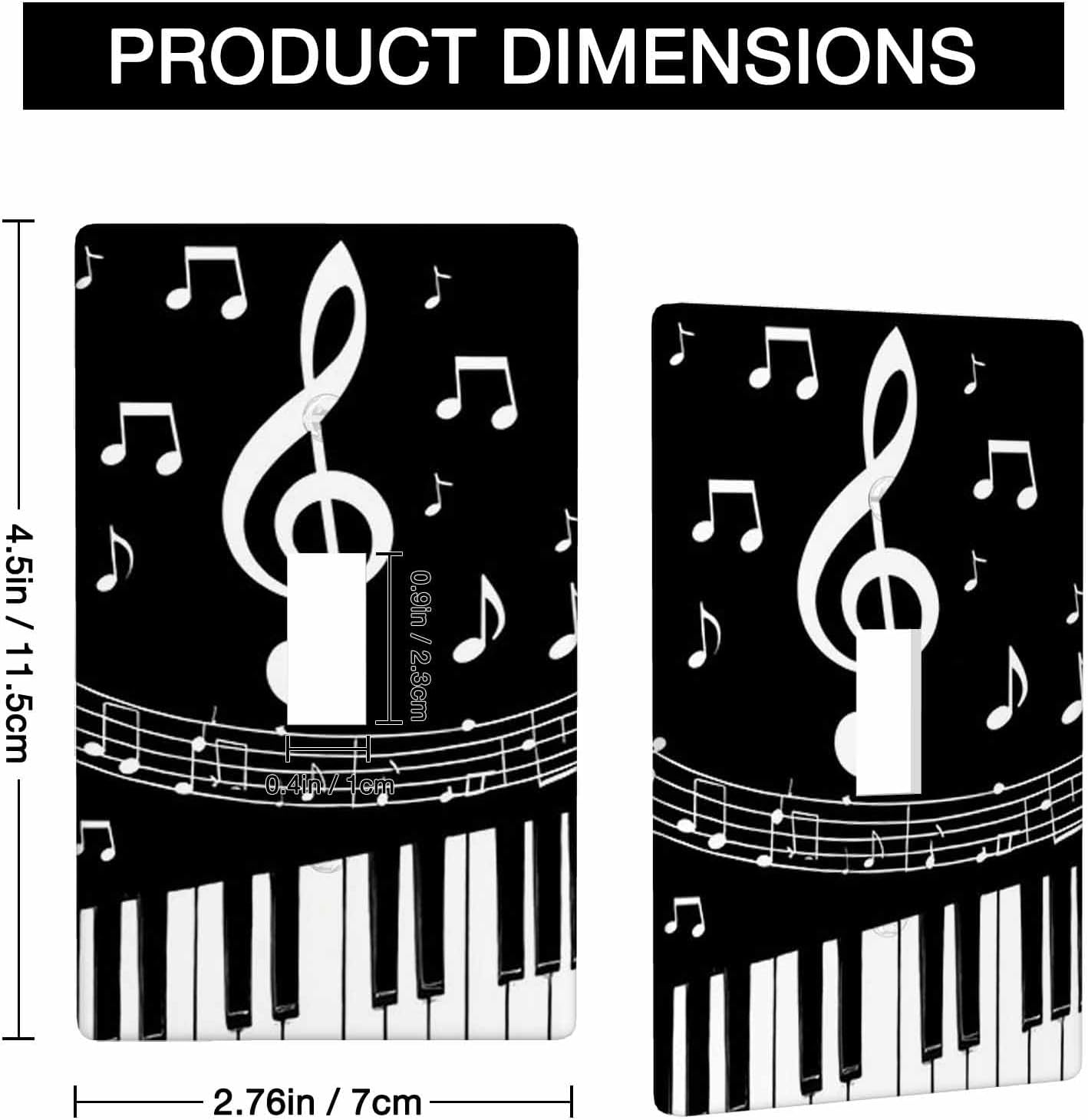 Moslion Piano Music Note 1-Gang Toggle Wall Plate Musical Instrument Black White Key Light Switch Plug Covers Home Kitchen Bathroom Bedroom Decor