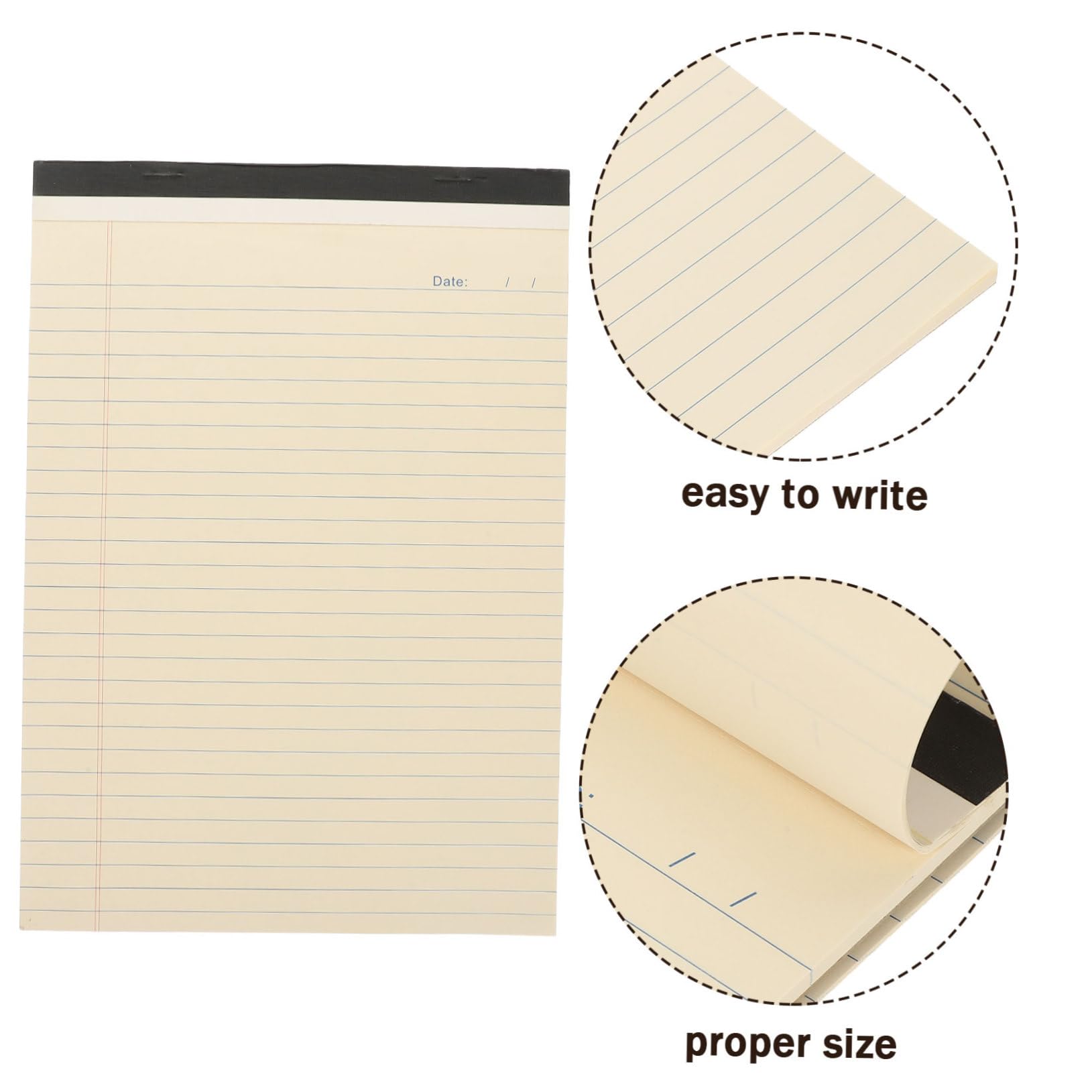 Notizblock im Taschenformat Beige, Linierter Abreißblock aus Papier 4 Stück
