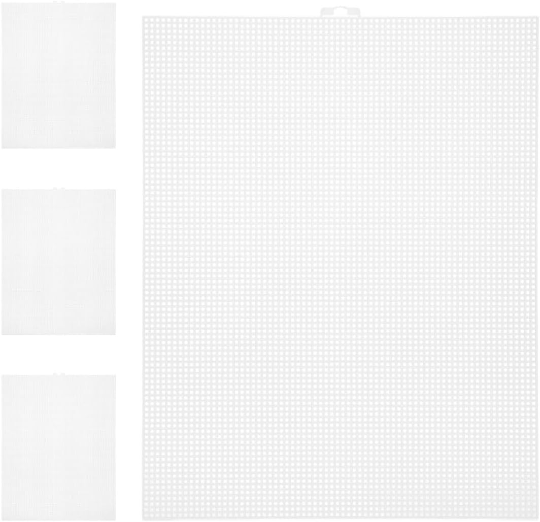 TEHAUX 4pcs Plastic Mesh Canvas for Embroidery Crafting and Crochet Projects Flexible and Easy to Cut Enhances Design for Creative DIY Activities