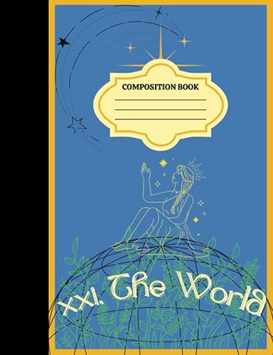 "The World" Twenty-Second in Arcana Composition Notebook Series, 9.75 x 7.5 Inches, 100 Sheets Wide Ruled Notebook, School Notebook Arcana Themed